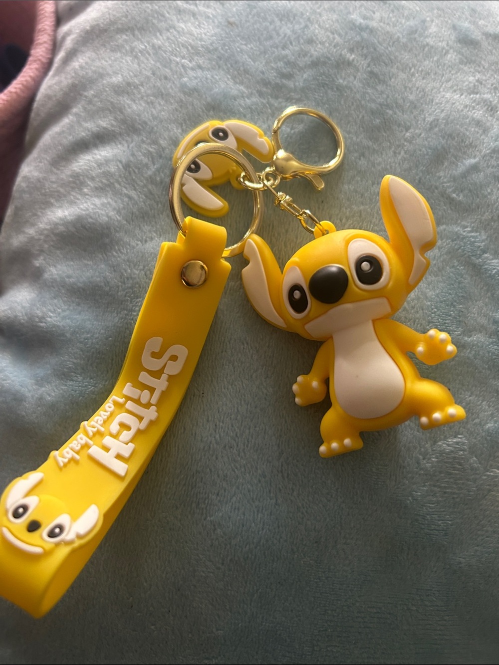 Stitch Yellow Cartoon Keychain with Strap